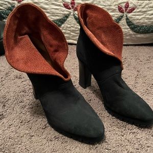Chloe Suede Navy Blue Heeled Boots